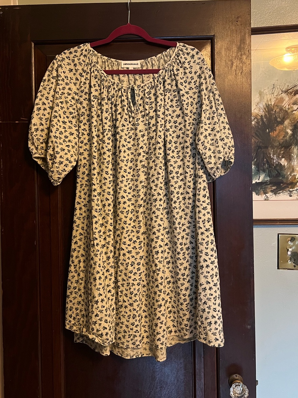 Sonderhaus Lawn dress in Blackberry floral, size S